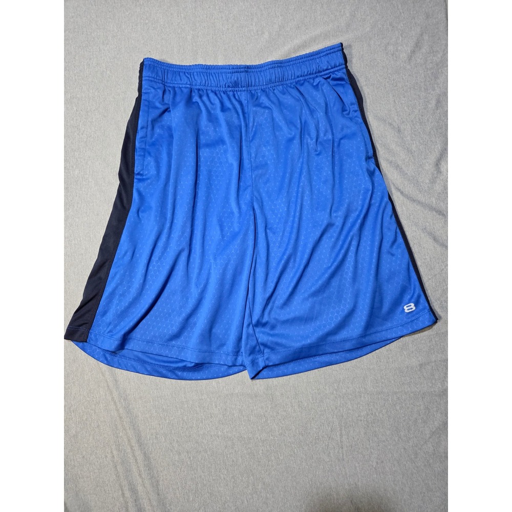 Layer 8 Mens XL Blue Qwick-Dry Athletic Basketball Shorts Hex Pattern‎ Training